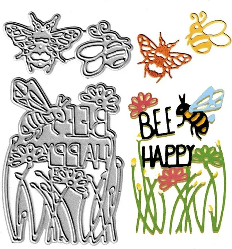 Miniatura 9 de 2 troqueles de corte de panal, 5 piezas de troqueles de animales de abeja de miel, plantillas de metal en relieve para tarjetas de álbumes