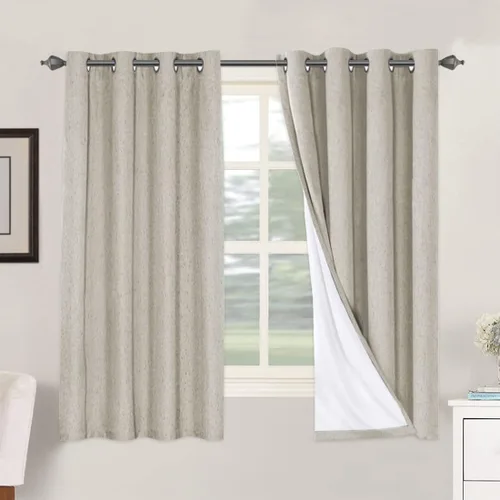 Miniatura 254 de H.VERSAILTEX Cortinas opacas de lino de 72 pulgadas de largo, 100% absolutamente opacas, con aislamiento térmico, con textura de lino, cortinas