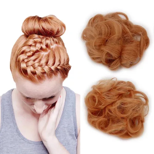 Miniatura 17 de 2 extensiones de cabello ondulado y grueso para mujer, de color negro natural, fibra sintética resistente al calor, para belleza, fiestas, uso