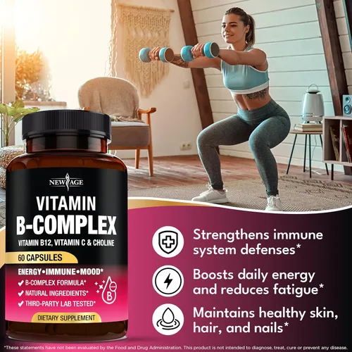 Miniatura 4 de Complejo de vitamina B para hombres y mujeres - Hecho en Estados Unidos - Complejo B: B1, B2, B3, B5, B6, B7, B8, B9, B12 con vitamina C, colina