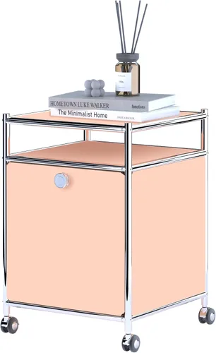 Miniatura 9 de Elegante carrito de almacenamiento mate con altura de 22.8 pulgadas, mesa auxiliar perfecta, mesita de noche, gran capacidad con puerta de solapa