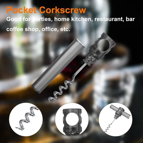 Miniatura 5 de uxcell Sacacorchos de viaje de 4.2 pulgadas, sacacorchos de bolsillo, abridor de vino portátil, mini abridor de corcho de vino de plástico