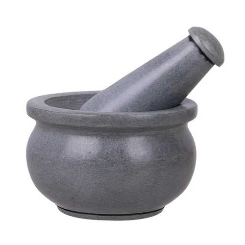 Miniatura 10 de Mortero y mortero, hecho de piedra dura pulida resistente, molinillo de piedra natural para especias, pastas, hierbas, condimentos, etc.