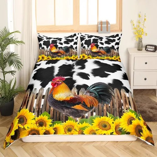 Miniatura 20 de Juego de funda de edredón de oso para niños, juego de ropa de cama de animales salvajes para niños, naturaleza, vida silvestre, oso, pájaro, juego