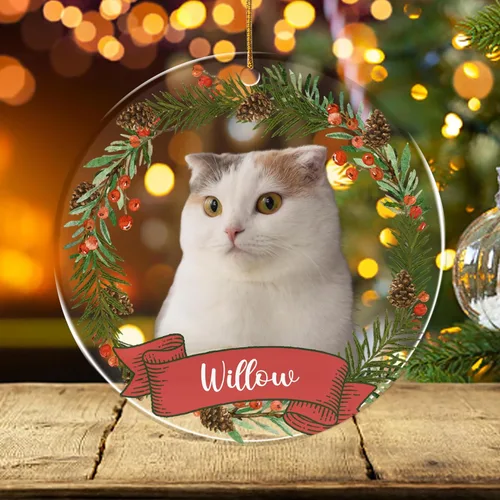 Miniatura 14 de FLOCHIL Adornos de Navidad Personalizados para Gatos Adornos de Navidad Personalizados con Foto y Nombre para Árboles de Navidad, Adornos de Navidad