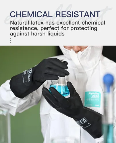 Miniatura 2 de PACIFIC PPE Guantes resistentes a productos químicos, guantes de goma industriales de gran resistencia, resistentes a ácidos, alcalinos y aceite, 32