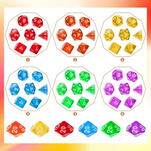 Miniatura 2 de 105 piezas, conjuntos de dados a granel, dados poliédricos con bolsa con cordón, juego de mesa de rol múltiple D4 D6 D8 D10 D% D12 D20