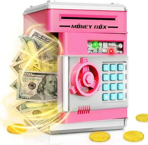 Miniatura 15 de Refasy Alcancía para dinero en efectivo, cajero automático, banco electrónico de monedas para niños de 3 a 12 años, caja de ahorro de dinero, mini