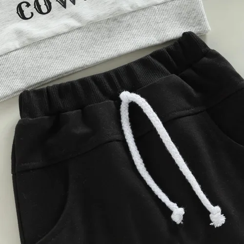 Miniatura 6 de AEEMCEM Conjunto de 2 piezas de sudadera con estampado de vaca y pantalones deportivos occidentales para niños pequeños para otoño e invierno