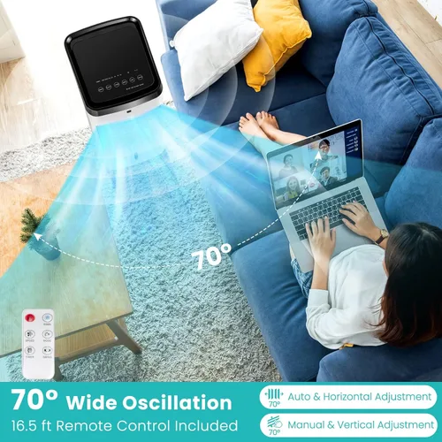 Miniatura 5 de GOFLAME Enfriador de aire evaporativo portátil, ventilador humidificador 3 en 1 con control remoto, tanque de agua de 3.5 L, 2 paquetes de hielo, 4