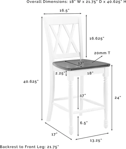 Miniatura 3 de Crosley Furniture Shelby Wood X - Juego de 2 taburetes de bar con altura trasera