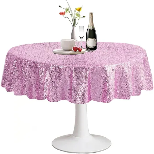 Miniatura 83 de Manteles redondos de lentejuelas negros para fiestas, de 121,9 cm, mantel redondo de purpurina ajustado, pequeño, lindo y dulce, para boda