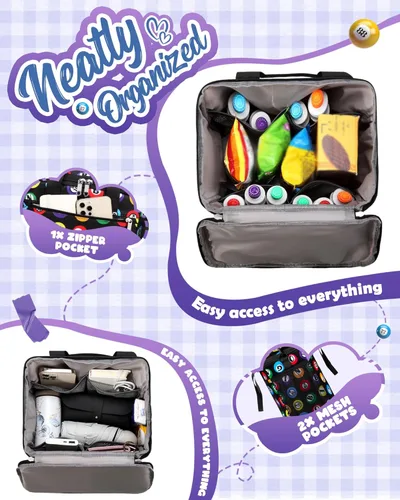 Miniatura 2 de Bolsa de Bingo para Marcadores, Rotuladores, Punteros con Bolsillos para Utensilios de Bingo (Negro/Verde)