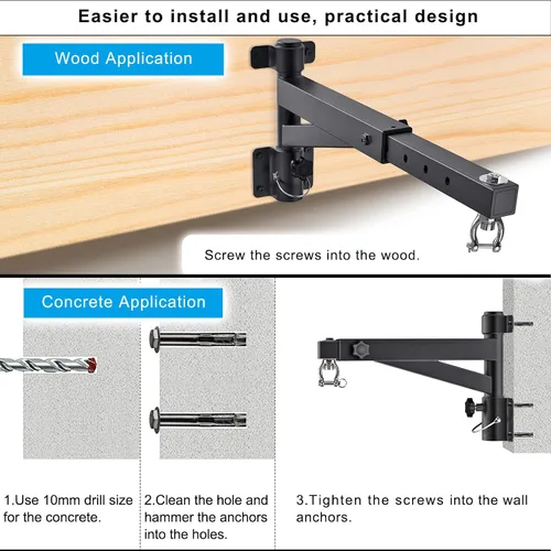 Miniatura 7 de Kipika Soporte de pared para bolsa pesada, soporte de bolsa de boxeo resistente para entrenamiento en interiores, gimnasio en casa, soporte