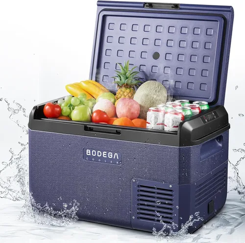 BODEGACOOLER Refrigerador de Coche de 12 Voltios, Enfriador Eléctrico Impermeable IPX4 de 42 Quart (40L), Refrigerador de Coche Ultrasilencioso de