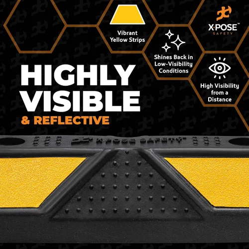 Miniatura 6 de Xpose Safety Tope de goma resistente de 22 pulgadas para estacionamiento, paquete de 2 bloques de ruedas para garaje, entrada o rampa, tope