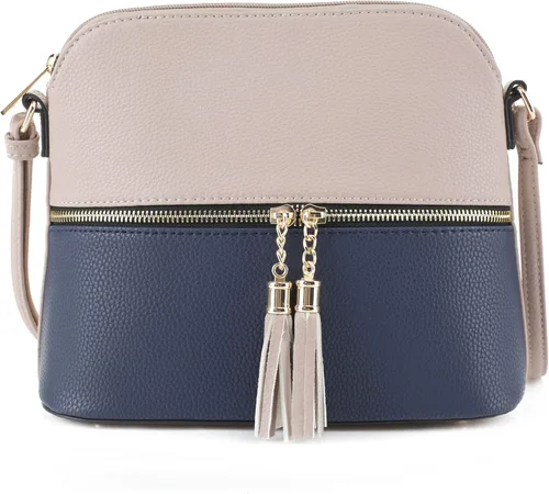 SG SUGU - Bolsa cruzada Lunar ligera y de tamaño mediano, forma de cúpula, bolsa de hombro con borla, bolsillo con cremallera, correa ajustable