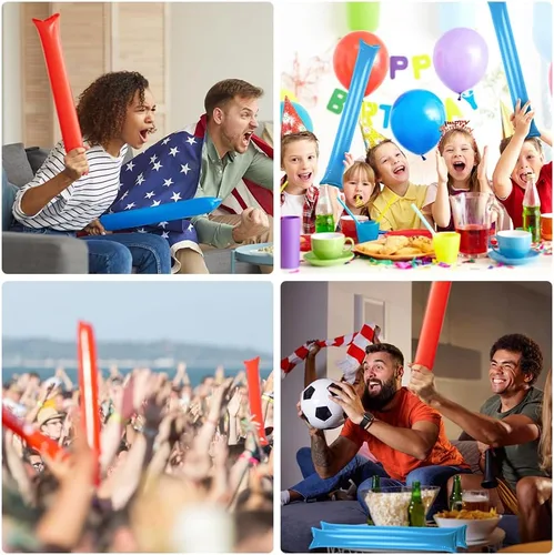 Miniatura 6 de 48 unidades de palitos de trueno para animar gruesos Bam Bam Cheerleading Noise Makers Globos para eventos deportivos, baile, baloncesto, fútbol