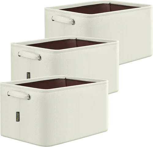 Miniatura 51 de BALEINE 1 paquete de contenedores de almacenamiento de tela para estantes, cestas de almacenamiento de lino para organizar, contenedores decorativos