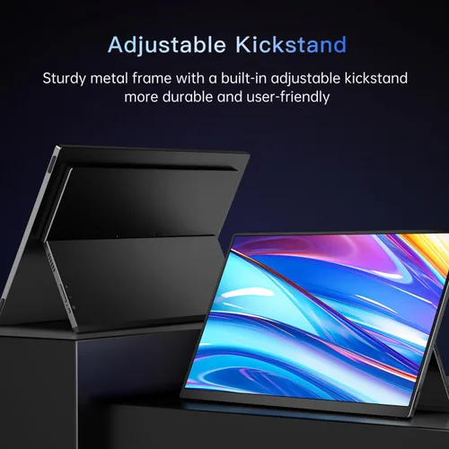 Miniatura 5 de Monitor portátil de 15.6 pulgadas FHD 1080p con batería integrada de 13500 mAh, soporte y altavoces, monitor de viaje externo HDMI USB C