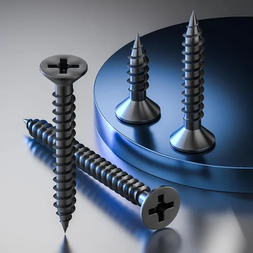 Miniatura 3 de Wensilon (385 piezas) Tornillos de cabeza plana negros para madera, tornillos autorroscantes de cabeza plana para metal rápido, equipados con kit