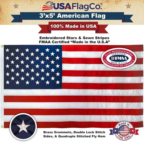 Miniatura 3 de Banderas americanas para exteriores 3x5 - Bandera estadounidense de USA Flag Co. fabricada en Estados Unidos: estrellas bordadas y rayas cosidas