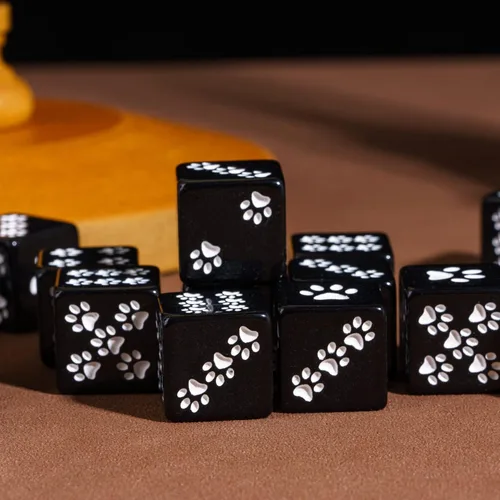 Miniatura 2 de Juego de dados D6 de 10 piezas de 0.63 pulgadas, dados estándar de 6 lados de pata de gato para juegos de mesa DND PRG Wow o enseñanza