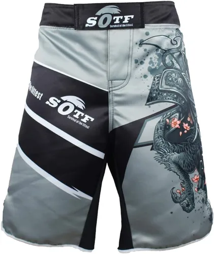 Miniatura 2 de pantalones cortos deportivos gris Muay Thai Boxeo troncos MMA para hombre