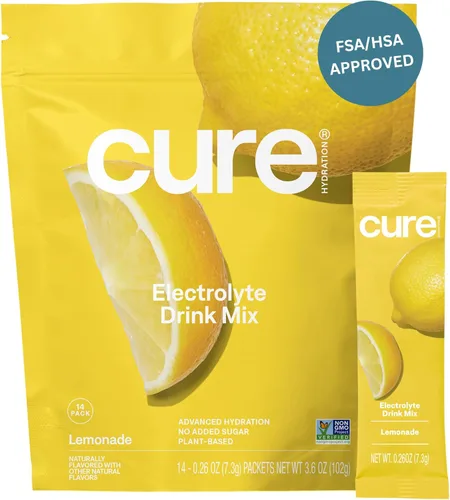 Miniatura 15 de Cure Hydration Mezcla para bebida de electrolitos a base de plantas Sin azúcar añadida FSA-HSA Polvo para alivio de la deshidratación hecho