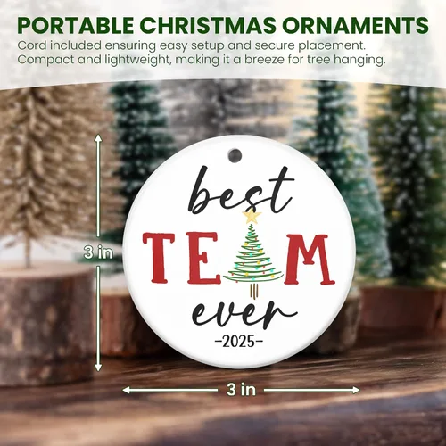Miniatura 3 de TEEZWONDER Regalos para compañeras de trabajo y amigas - Adornos navideños de cerámica 2025 para decorar el árbol - Regalo de Navidad y cumpleaños