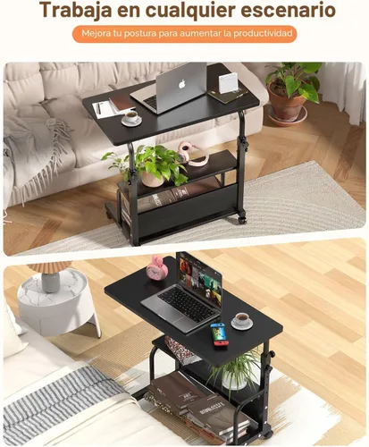 Miniatura 4 de QZMDSM Escritorio portátil con ruedas de altura ajustable para espacios pequeños, escritorio de computadora de 32 pulgadas, mesas de dibujo