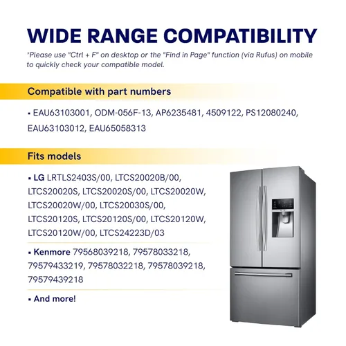 Miniatura 5 de Motor de ventilador evaporador de refrigerador EAU65058313 EAU63103001 de Canamax - Compatible con LG Kenmore Freezer - Reemplaza ODM-056F-13