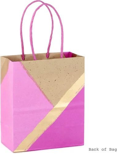 Miniatura 6 de Hallmark Bolsas de regalo pequeñas de papel de 6 pulgadas, paquete de 8 (rosa y kraft) para Navidad, cumpleaños, día de la madre, bodas, baby