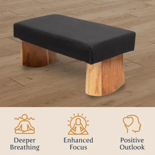 Miniatura 6 de Banco de meditación- madera de acacia, negro Zen Negro