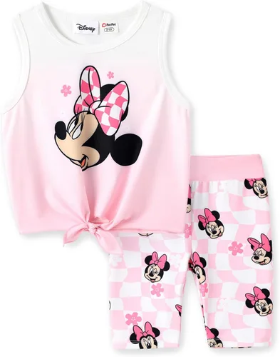 Miniatura 13 de Disney Stitch, Frozen, Minnie Mouse, Princesa, Winnie Tank Top+Shorts Dolphin para niñas, conjunto deportivo de entrenamiento de verano