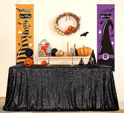 Miniatura 29 de Juya Delight Mantel rectangular de lentejuelas color azul bebé de 50 x 80 pulgadas para fiesta, cena, banquete, festival, boda, aniversario