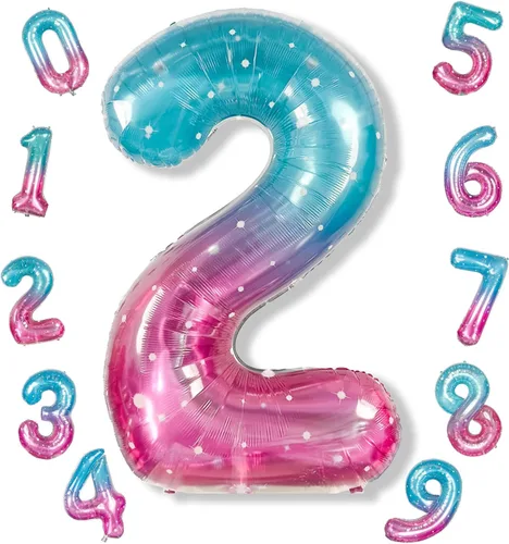 Miniatura 117 de Globos de número azul pastel de 40 pulgadas, globo gigante autoinflable de aluminio número 5 de cumpleaños para niños, globos azul bebé para hombres