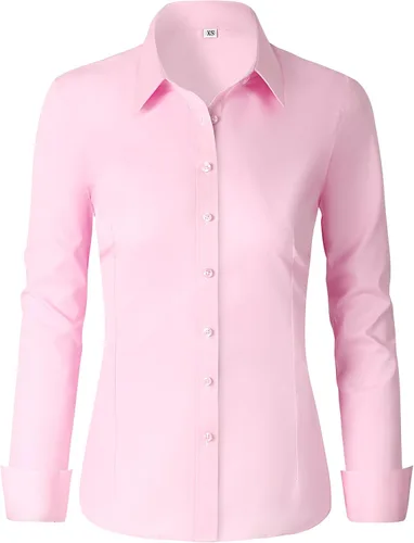 Miniatura 13 de CUNLIN - Camisas de manga larga con botones de algodón para mujer, ajustadas, camisas formales de vestir para el trabajo, blusas de trabajo, tops