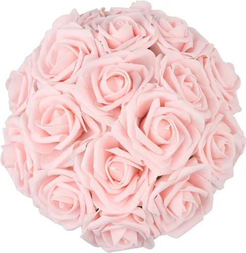 Miniatura 12 de 50 piezas Flores Artificiales, Rosas de Espuma Artificiales de Tacto Real Decoración Bricolaje para Boda Dama de Honor Ramo Nupcial Centros de Mesa