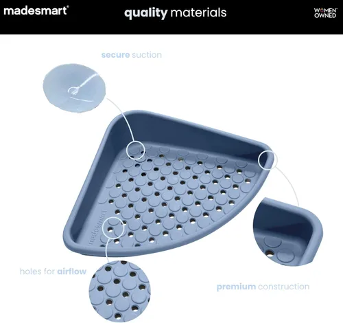Miniatura 4 de madesmart Bathtub Corner Shelf, Suction Cup Bath Organizer for Shampoo, Soap, Razors & Shower Accessories, Non Slip Bathroom Storage Tray with