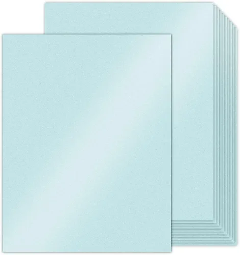 Goefun - 100 hojas de cartulina azul brillante de 8.5 x 11 pulgadas, papel metálico de 80 libras para invitaciones, bodas, fiestas, duchas azul