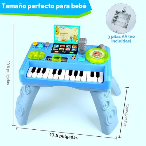 Miniatura 2 de Mesa de actividades de DJ para bebés de 1 a 3 años, piano musical para bebés de 1 año con música y luz, juguete educativo para niños de 6-9-12-18