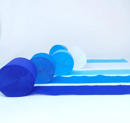 Miniatura 3 de Serpentinas de papel crepé azul, 8 rollos de 656 pies, decoraciones de papel crepé para fiesta de cumpleaños, baby shower o reunión (degradado azul)