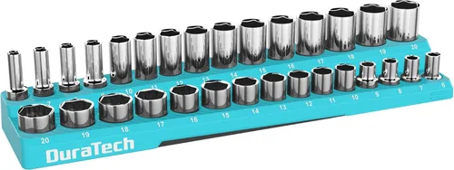 Miniatura 15 de DURATECH Juego de Organizadores Magnéticos de Llaves de Vaso, Soportes de Llaves de Vaso de 1/4" SAE y Métricas, Bandejas de Llaves de Vaso