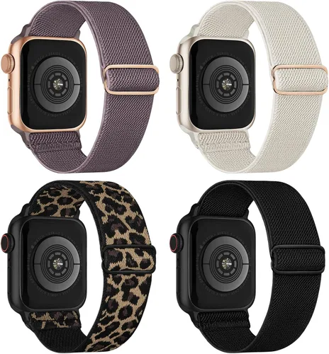Miniatura 45 de Paquete de 4 correas elásticas Solo Loop compatibles con Apple Watch de 1.496 pulgadas, 1.575 pulgadas, 1.614 pulgadas, 1.654 pulgadas, 1.732