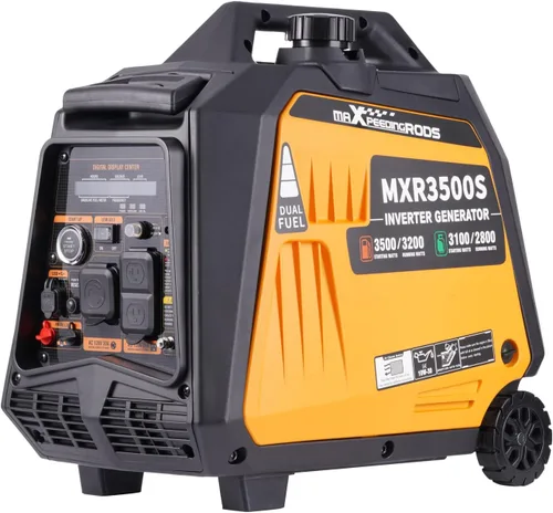MaXpeedingrods Generador inversor de combustible dual de 3500 W, arranque remoto/eléctrico, alimentado a gas y propano para energía de respaldo en