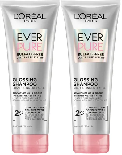 Miniatura 11 de L'Oréal Paris Champú sin sulfato con brillo y ácido glicólico EverPure, cuidado del cabello para brillo duradero y suavidad para cabello opaco