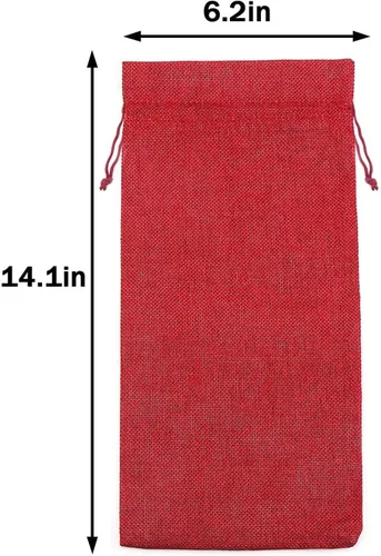 Miniatura 5 de LOKIPA Bolsas de regalo de vino de arpillera, 12 bolsas para botellas de vino de yute con cordón, fundas reutilizables para botellas de vino