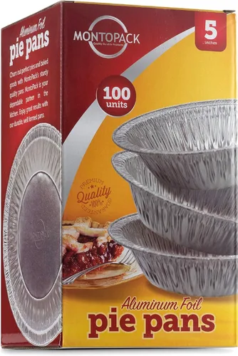 Miniatura 7 de MontoPack - 100 sartenes desechables de aluminio de 5" para tartas y pasteles Sartén redonda de 5 pulgadas para hornear mini tartas personales
