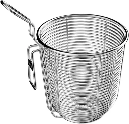 BESTonZON Cuchara ranurada de acero inoxidable para fideos, colador de olla caliente de 5.6 pulgadas con asa para cocinar pasta, ramen y cocina